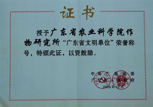 广东省文明单位证书