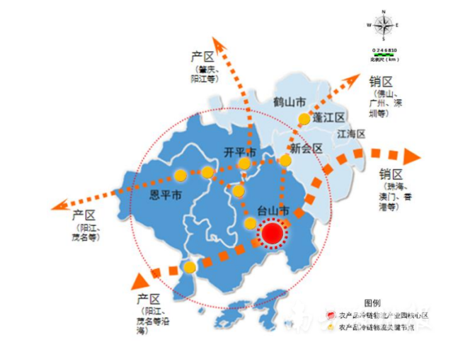 江门市农产品冷链物流优势产区产业园空间布局图 